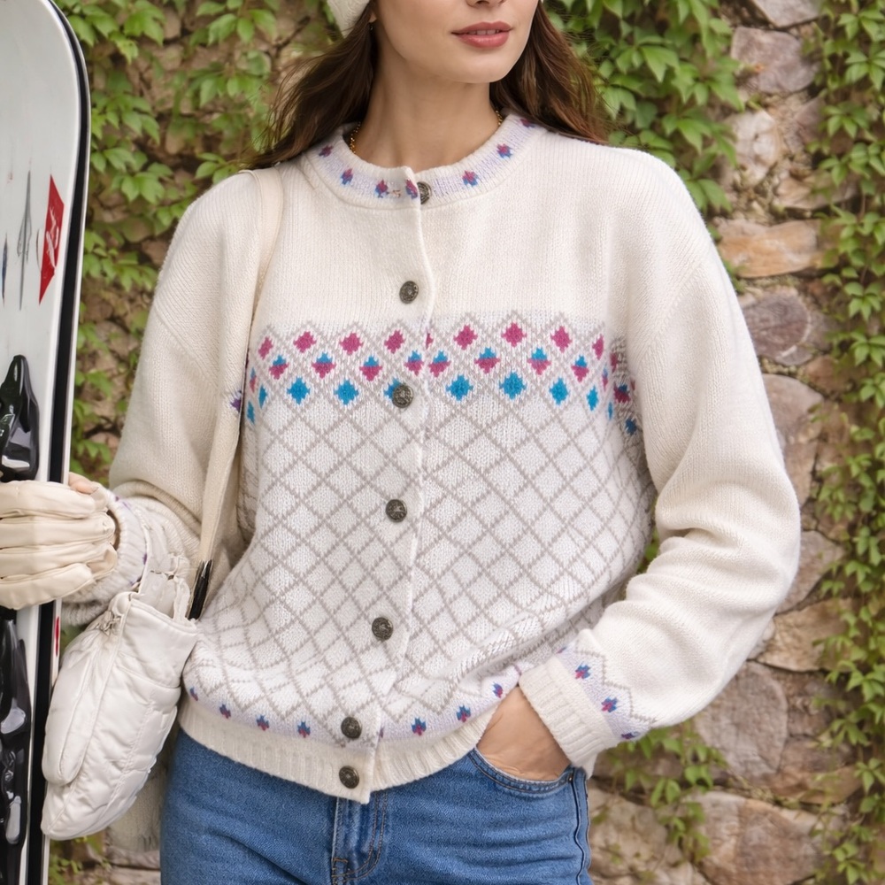 VINTAGE AMANA WOOLEN MILL Nordic Cardigan, 44/XL